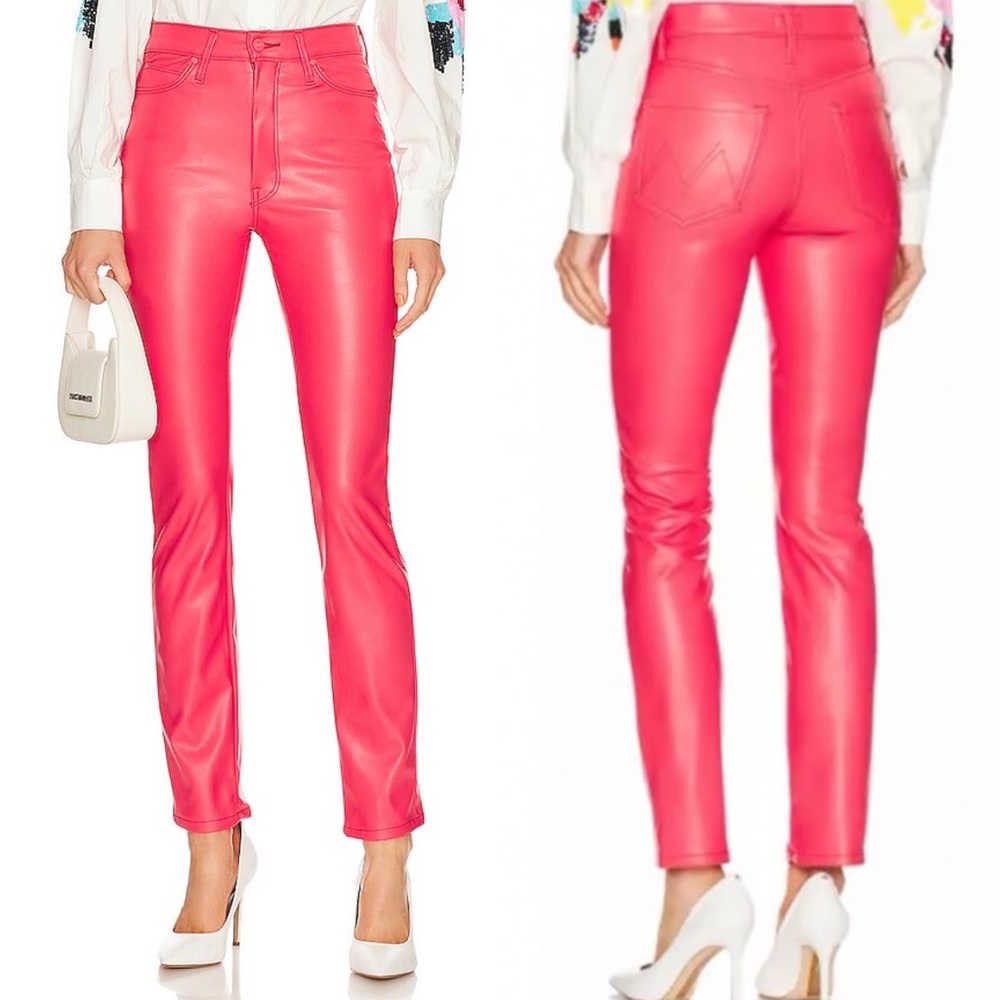 MOTHER Pink THE DAZZLER SKIMP GERANIUM Straight Leg High Waist JEANS Size 27 New